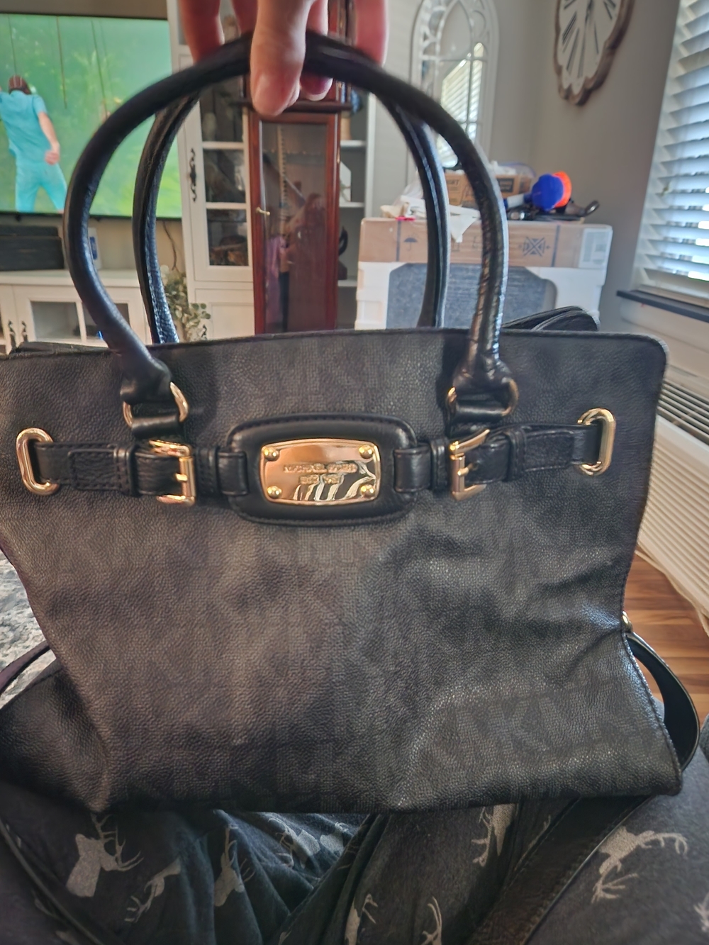 Michael Kors Black Satchel with Gold Hardware